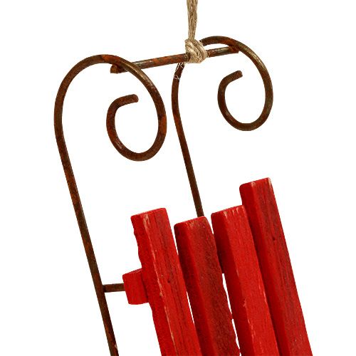 Prodotto Slitta in legno da appendere rossa 12 cm x 4,5 cm x 3,5 cm 6 pz