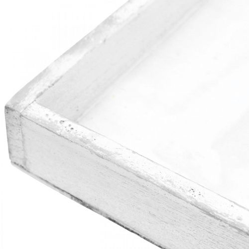 Floristik24 Vassoio decorativo bianco vassoio quadrato in legno shabby chic 24,5×24,5 cm