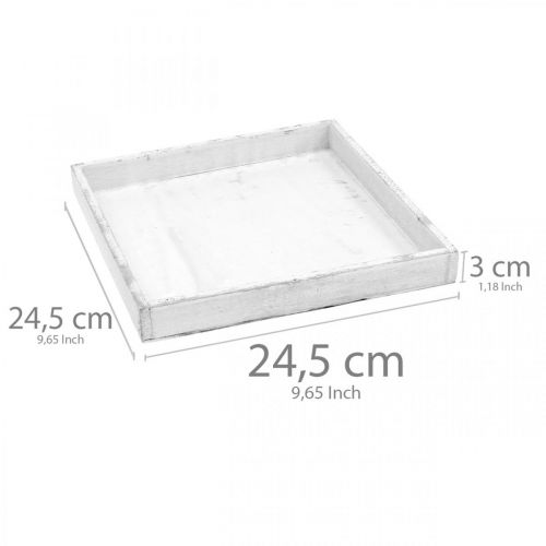 Floristik24 Vassoio decorativo bianco vassoio quadrato in legno shabby chic 24,5×24,5 cm