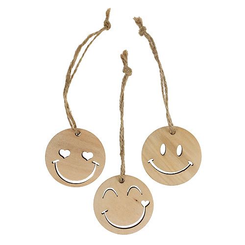 Prodotto Ciondolo in legno Emoticon Emoticon® Ø4cm naturale 24 pz