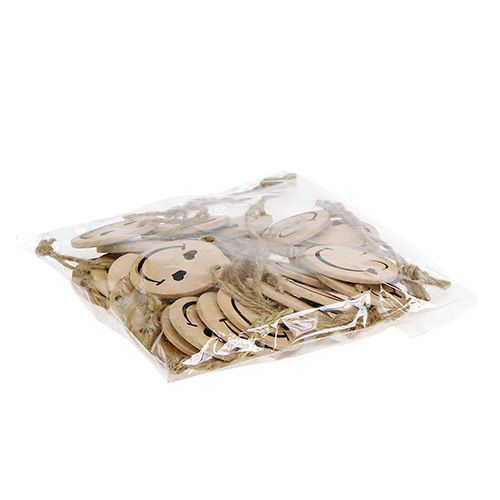Prodotto Ciondolo in legno Emoticon Emoticon® Ø4cm naturale 24 pz