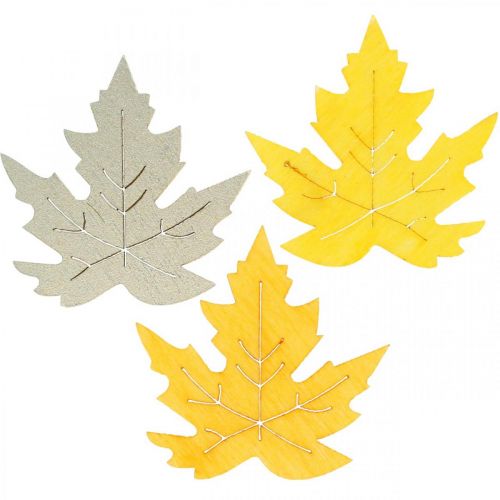 Prodotto Decorazioni sparse autunnali, foglie d&#39;acero, foglie autunnali dorate, arancioni, gialle 4 cm 72 pz