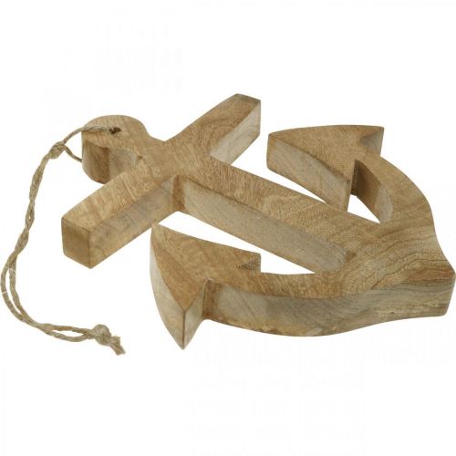 Prodotto Appendiabiti nautico in legno di mango con ancora da appendere, altezza 24,5 cm naturale
