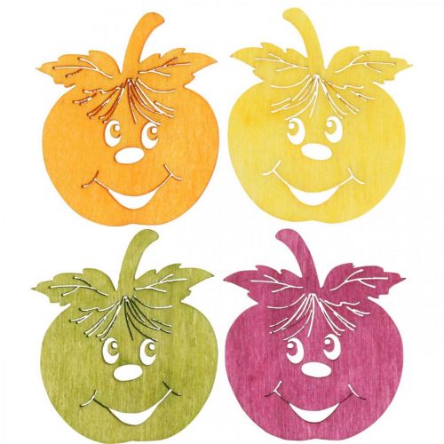 Floristik24 Streudeko mela che ride, autunno, decorazione da tavola, mela granchio arancione, giallo, verde, rosa H3,5 cm L4 cm 72 pezzi