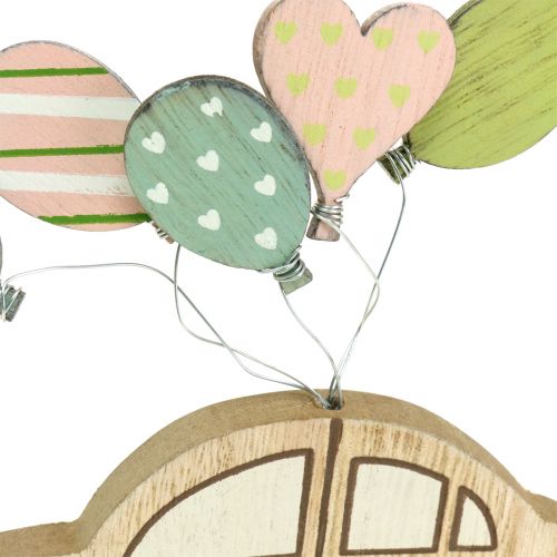 Floristik24 Auto in legno con palloncini 17 cm x 15 cm 2 pezzi