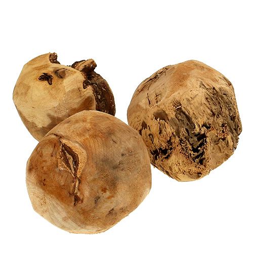 Floristik24 Palla di legno Palla di abete naturale Ø9cm 3 pz