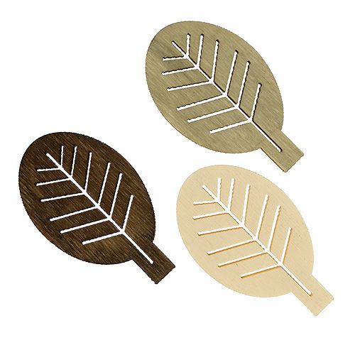 Floristik24 Foglie in legno assortite 4cm naturali 72 pz