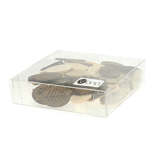 Floristik24 Foglie in legno assortite 4cm naturali 72 pz