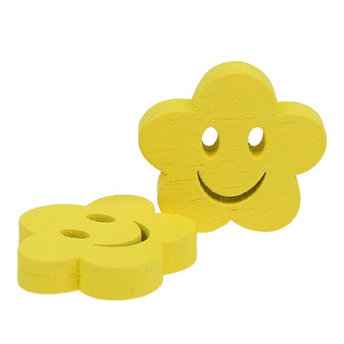 Floristik24 Fiore in legno con faccia gialla 2,5 cm 48 pz