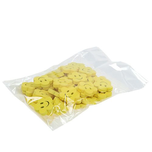 Floristik24 Fiore in legno con faccia gialla 2,5 cm 48 pz