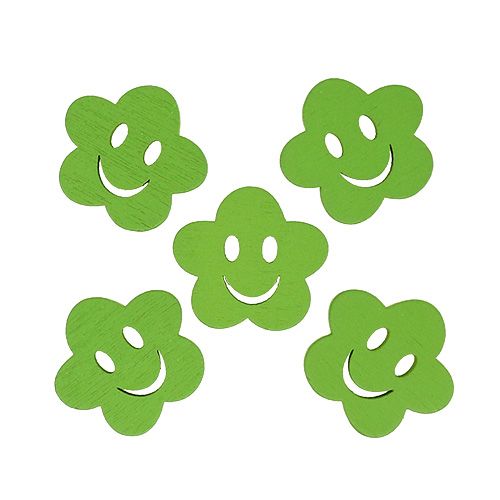 Floristik24 Fiore in legno con faccia verde 2,5 cm 48 pz