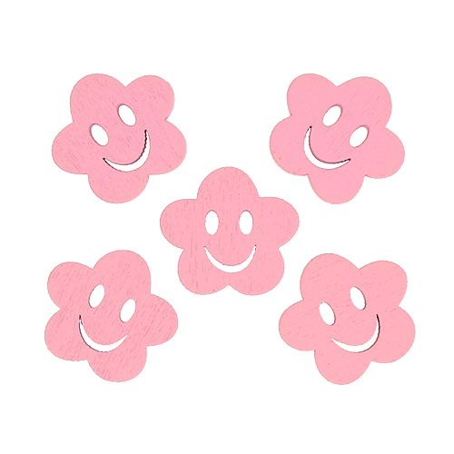 Floristik24 Fiore in legno con faccia rosa 2,5 cm 48 pz