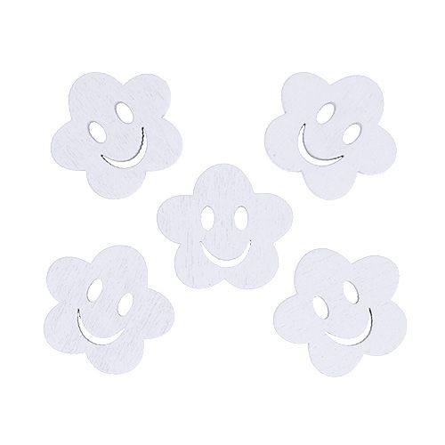 Floristik24 Fiore in legno con faccia bianca 2,5 cm 48 pz