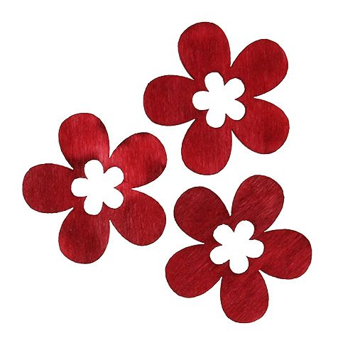 Fiori di legno rosso 4 cm 72 pezzi-82998