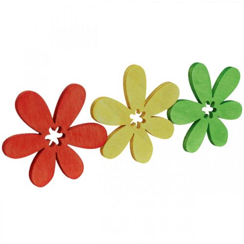 Prodotto Fiori in legno sparsi fiori decorativi legno giallo/arancio/verde Ø4cm 72 pz