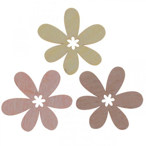 Floristik24 Fiori in legno decorazione sparsa fiori legno beige/giallo/rosa Ø4cm 72p