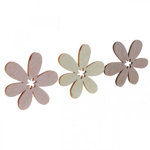 Floristik24 Fiori in legno decorazione sparsi fiori legno beige/giallo/rosa Ø4cm 72 pz