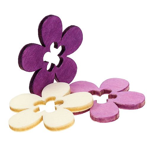 Floristik24 Fiori in legno assortiti. Viola, bianco 4 cm 72 pz