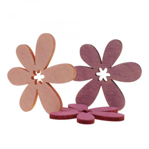 Floristik24 Fiori in legno decorazione sparsa fiori legno viola/viola/rosa Ø2cm 144p