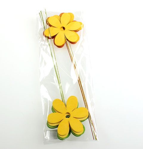 Floristik24 Fiore di legno sul filo 8cm tipo 3 colori. 12st