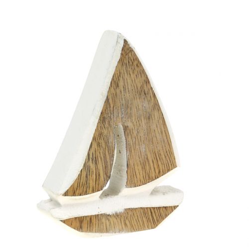 Floristik24 Barca decorativa in legno di mango, bianco, 10,5 cm x 8,5 cm