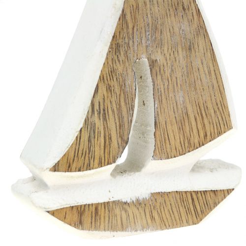Floristik24 Barca decorativa in legno di mango, bianco, 10,5 cm x 8,5 cm