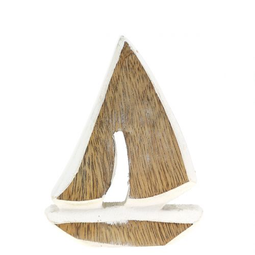 Floristik24 Barca decorativa in legno di mango, bianco, 10,5 cm x 8,5 cm