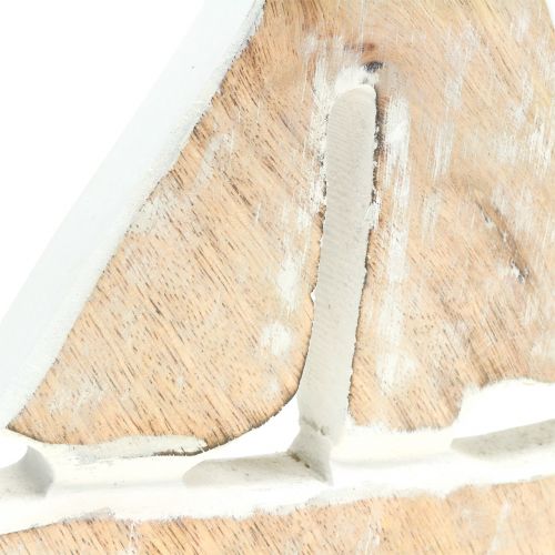 Floristik24 Barca decorativa in legno di mango, naturale, bianca 21 cm x 18 cm