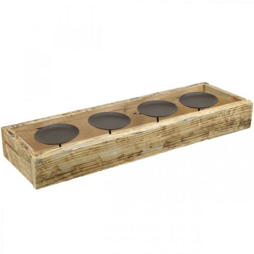 Decorazione da tavola Candeliere dell&#39;Avvento vassoio portacandele in legno L48cm
