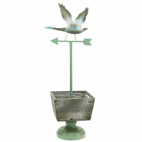 Vaso per piante con piede weathervane legno natura / verde 26x20cm H68cm