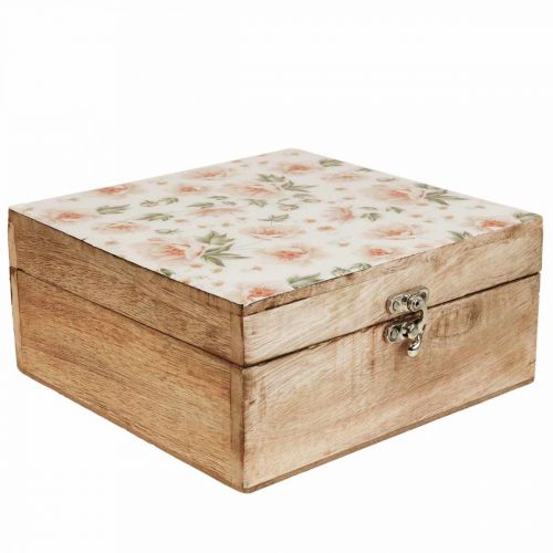 Scatola di legno con coperchio portagioie scatola di legno  20×20×9,5cm-08615