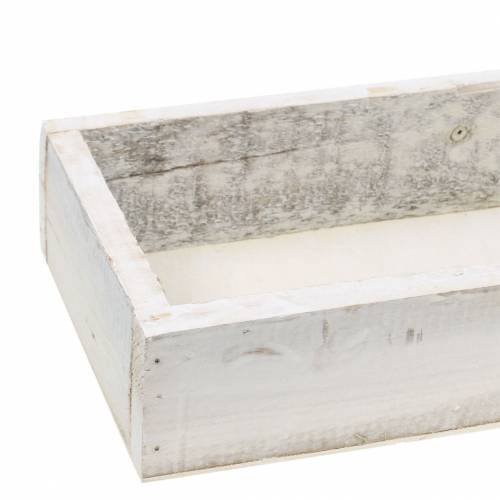 Floristik24 Vassoio Shabby Chic in legno bianco rettangolare 37,5 cm x 14,5 cm H 6,3 cm