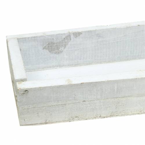Floristik24 Vassoio in legno lavato bianco 55,5×15,5 cm H7 cm