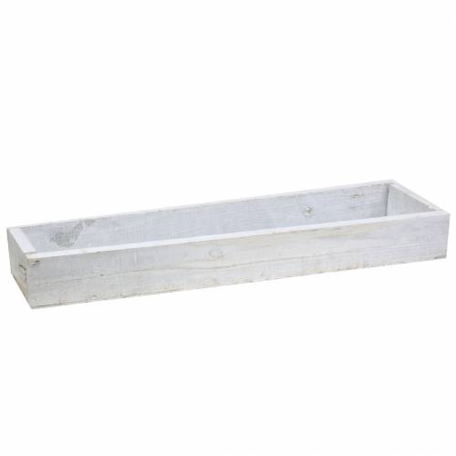 Floristik24 Vassoio in legno lavato bianco 55,5×15,5 cm H7 cm