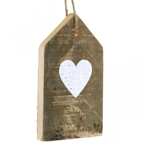 Floristik24 Casetta con cuore, decorazione in legno da appendere, decorazione per la casa aspetto antico H18cm