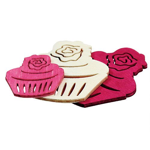 Prodotto Cupcakes in legno decorazione da tavolo colori pastello muffin decorazione compleanno 24 pz