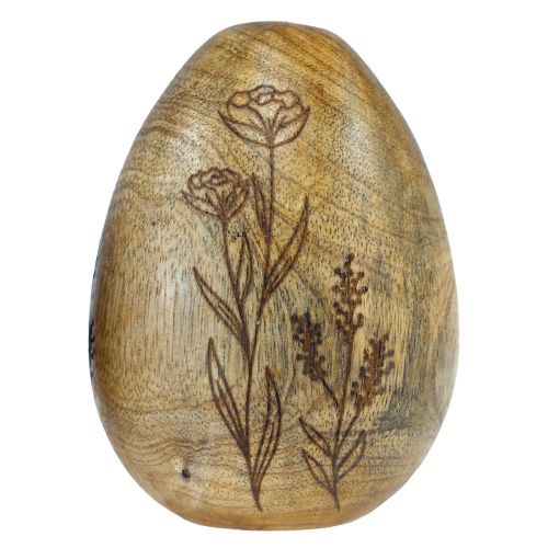Prodotto Uova di legno naturale mango uova di Pasqua in legno decoro floreale H10cm 3 pz