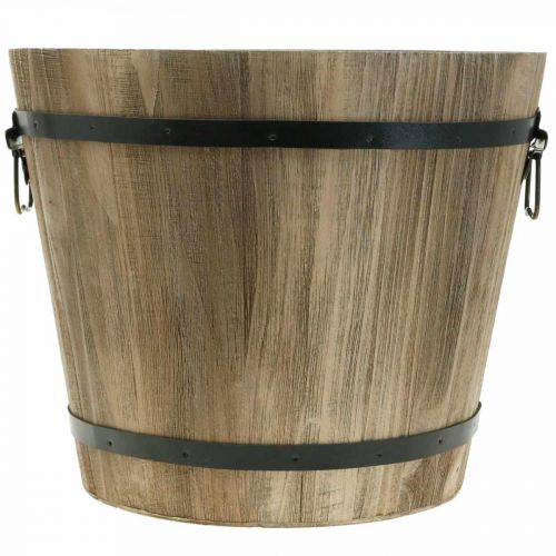 Floristik24 Fioriera in legno tonda con manici Portavasi vintage Ø40cm