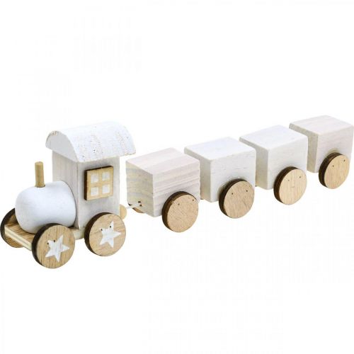 Trenino in legno deco Trenino di Natale bianco L20cm H6cm 2pz