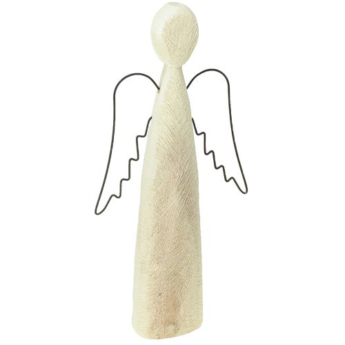 Angelo custode naturale in legno, figura moderna in legno H27,5cm