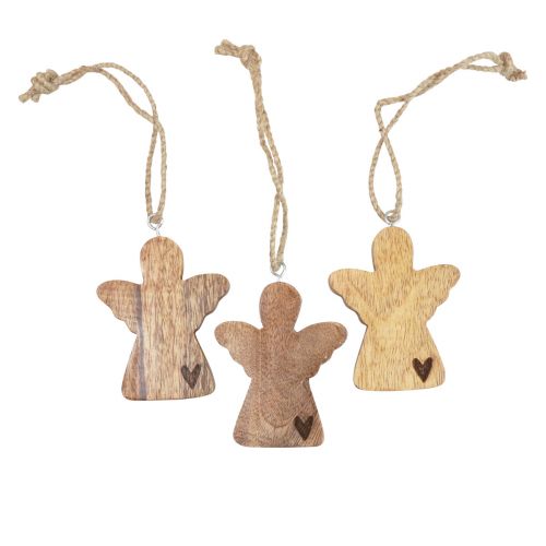 Angelo in legno naturale appendiabiti decorativo decorazione angelo 8×1×10 cm 6 pz