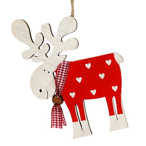 Floristik24 Figura di alce in legno per appendere 11cm sort.12St