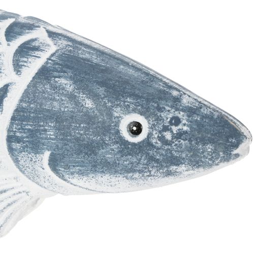 Pesce in legno blu e bianco, decorazione a forma di pesce, farina di legno, 35 cm, 1 pezzo | Floristik24.it