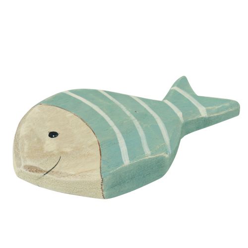 Prodotto Pesce decorativo in legno da posizionare azzurro naturale 18×10cm