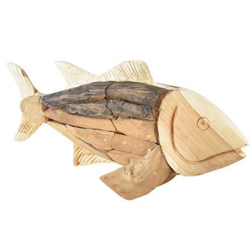 Floristik24 Pesce in legno decorazione in legno di teak decorazione da tavolo per pesci in legno 63 cm