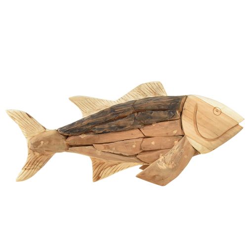 Floristik24 Pesce in legno decorazione in legno di teak decorazione da tavolo per pesci in legno 63 cm