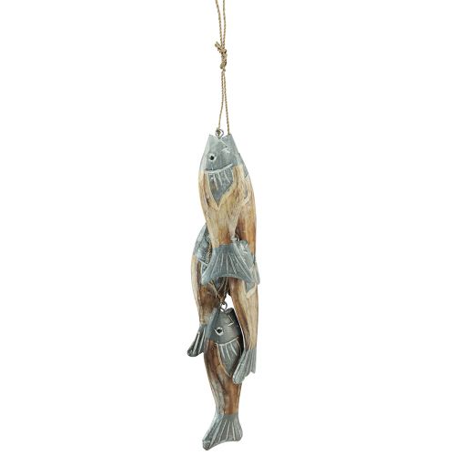 Prodotto Appendino per pesci in legno grigio argento con 5 pesci in legno 15 cm
