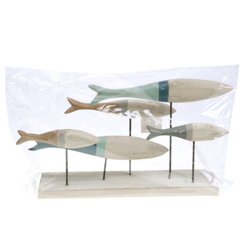 Floristik24 Pesce di legno su un supporto 34 cm x 16 cm x 7,5 cm