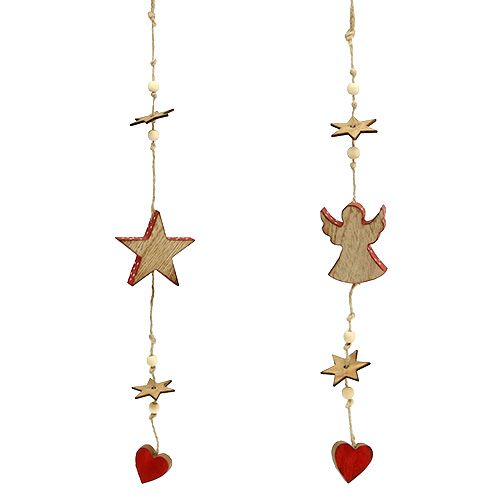 Floristik24 Appendino in legno stella e angelo naturale / rosso 48 cm 4 pezzi