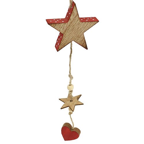 Floristik24 Appendino in legno stella e angelo naturale / rosso 48 cm 4 pezzi